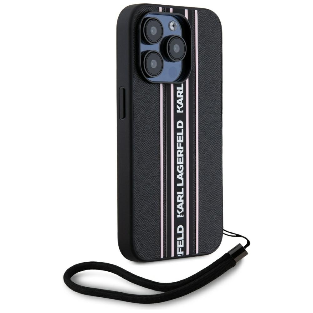 iTok webáruház - Karl Lagerfeld Karl Lagerfeld Saffiano Athleisure Stripes Cord tok iPhone 15 Pro Max készülékhez (rózsaszín) 3 Karl Lagerfeld Saffiano Athleisure Stripes Cord iPhone 15 Pro Max Case (rózsaszín)