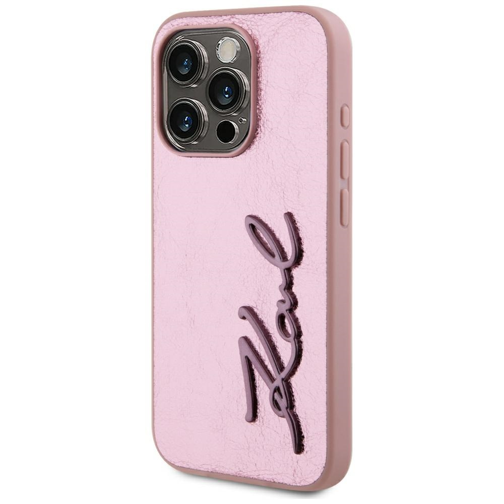 iTok webáruház - Karl Lagerfeld Karl Lagerfeld Wrinkled Metal Signature tok iPhone 15 Pro Max készülékhez (rózsaszín) 2 Karl Lagerfeld Wrinkled Metal Signature iPhone 15 Pro Max Case (rózsaszín)