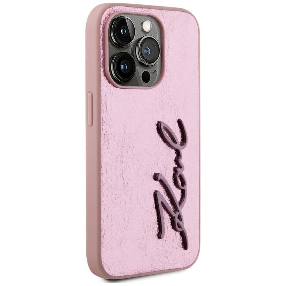 iTok webáruház - Karl Lagerfeld Karl Lagerfeld Wrinkled Metal Signature tok iPhone 15 Pro Max készülékhez (rózsaszín) 4 Karl Lagerfeld Wrinkled Metal Signature iPhone 15 Pro Max Case (rózsaszín)