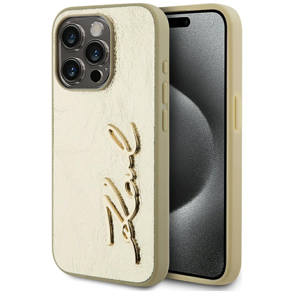 iTok webáruház - Karl Lagerfeld Karl Lagerfeld Wrinkled Metal Signature tok iPhone 15 Pro Max készülékhez (arany) 1 Karl Lagerfeld Wrinkled Metal Signature iPhone 15 Pro Max Case (arany)