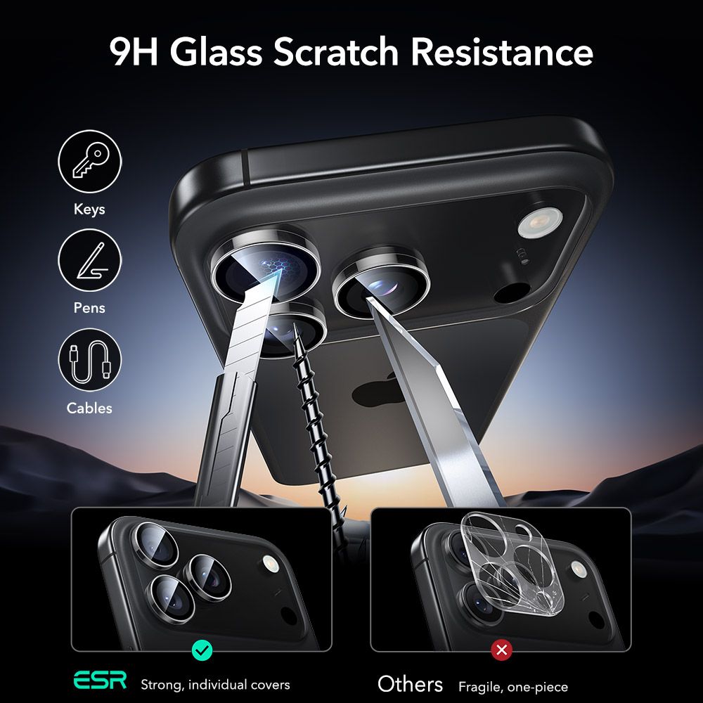 iTok webáruház - ESR ESR Armorite kameravédő üveg iPhone 14 Pro / Pro Max, 15 Pro / Pro Max, 16 Pro / Pro Max, 17 Pro / Pro Max készülékekhez (átlátszó) 7 ESR Armorite Camera Protector for iPhone 14 Pro / Pro Max / 15 Pro / Pro Max / 16 Pro / Pro Max / 17 Pro / Pro Max (átlátszó)