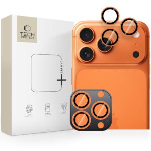 Tech-Protect Camring Fit+ kameravédő iPhone 14 Pro / Max, 15 Pro / Max, 16 Pro / Max, 17 Pro / Max készülékhez (narancssárga)