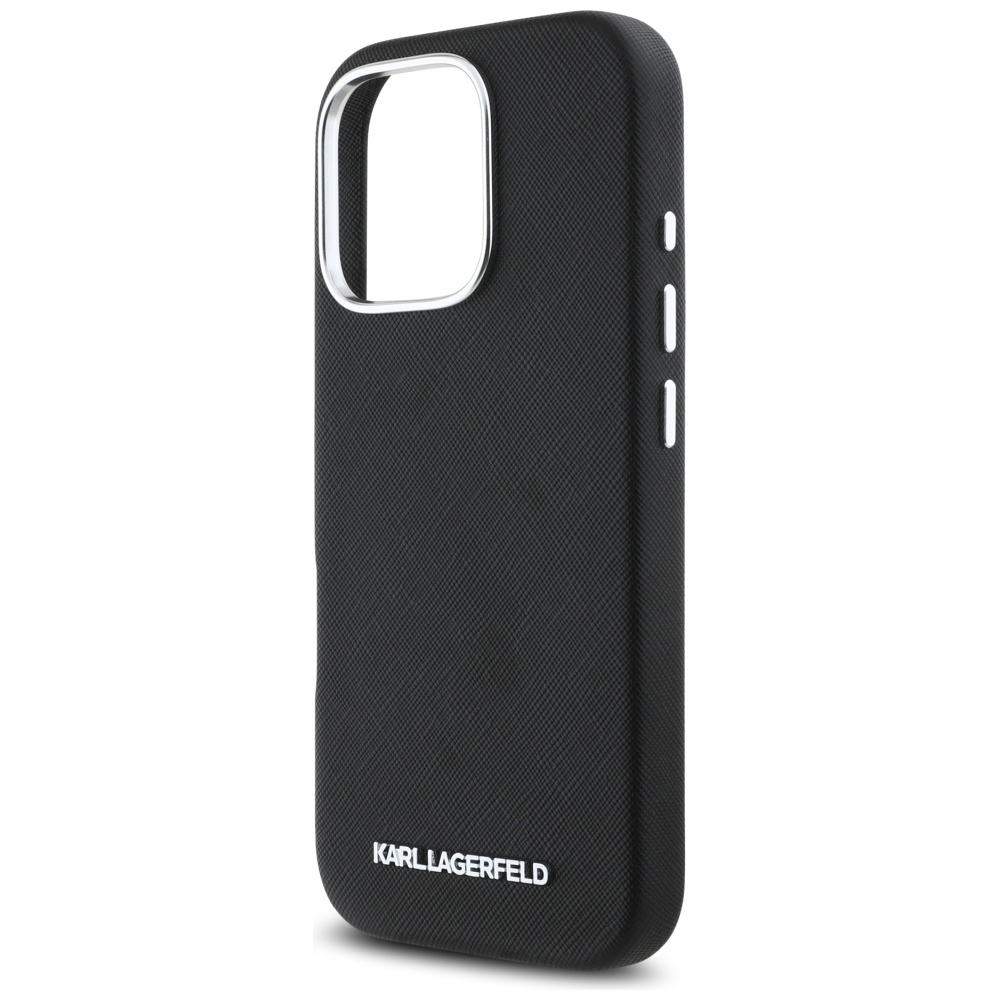 iTok webáruház - Karl Lagerfeld Karl Lagerfeld Saffiano Full Wrapped Elongated Metal Logo MagSafe tok iPhone 16 Pro Max készülékhez (fekete) 6 Karl Lagerfeld Saffiano Full Wrapped Elongated Metal Logo MagSafe Case for iPhone 16 Pro Max (fekete)