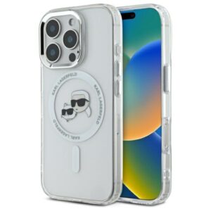 Karl Lagerfeld IML Metal Karl&Choupette Head MagSafe tok iPhone 16 Pro Max készülékhez (fehér)