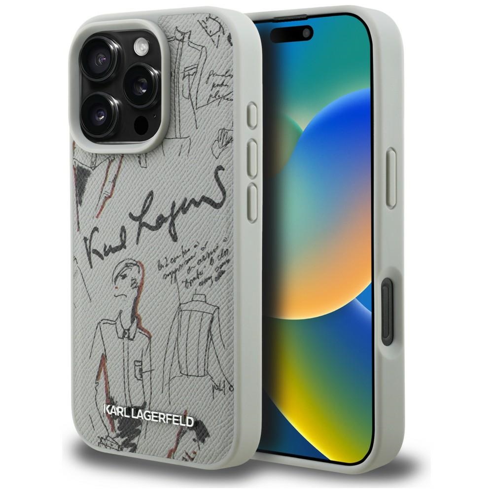 iTok webáruház - Karl Lagerfeld Karl Lagerfeld Grained Pattern & Logo MagSafe tok iPhone 16 Pro Max (szürke) 1 Karl Lagerfeld Grained Pattern & Logo MagSafe Case for iPhone 16 Pro Max (szürke)