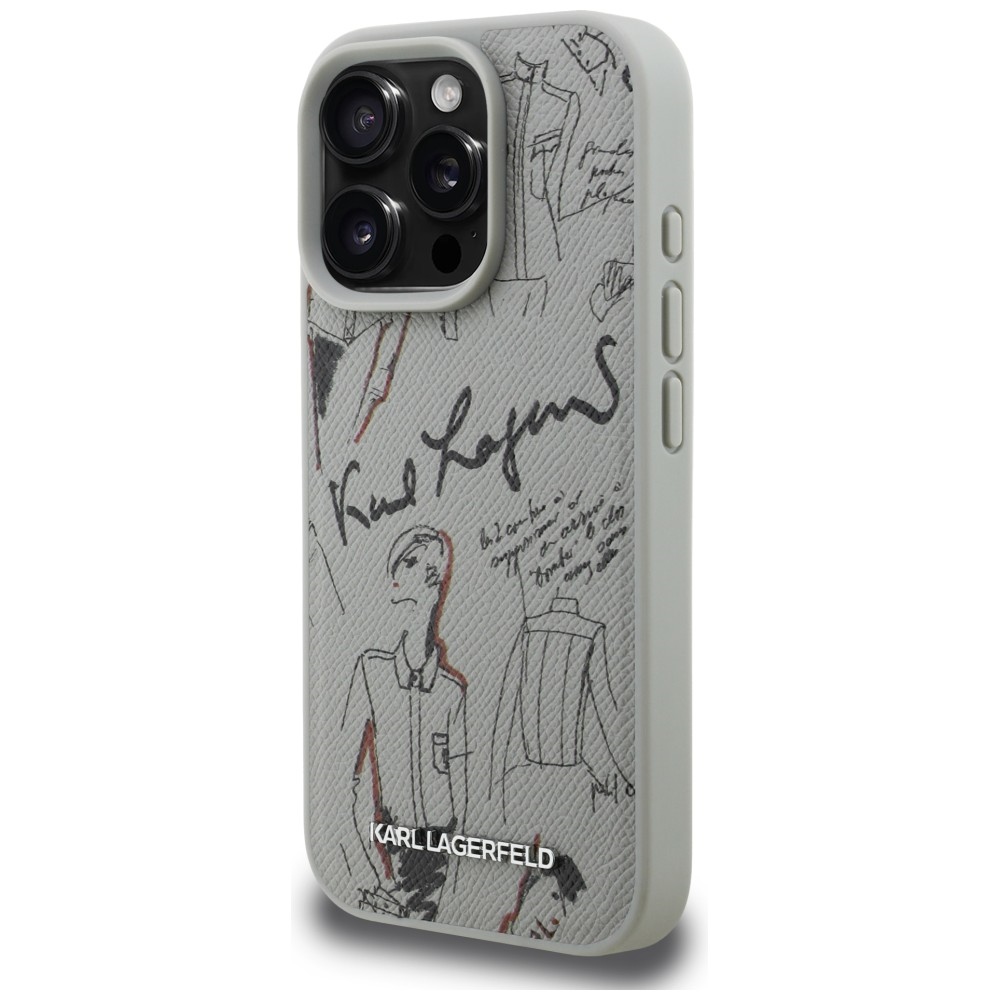 iTok webáruház - Karl Lagerfeld Karl Lagerfeld Grained Pattern & Logo MagSafe tok iPhone 16 Pro Max (szürke) 2 Karl Lagerfeld Grained Pattern & Logo MagSafe Case for iPhone 16 Pro Max (szürke)
