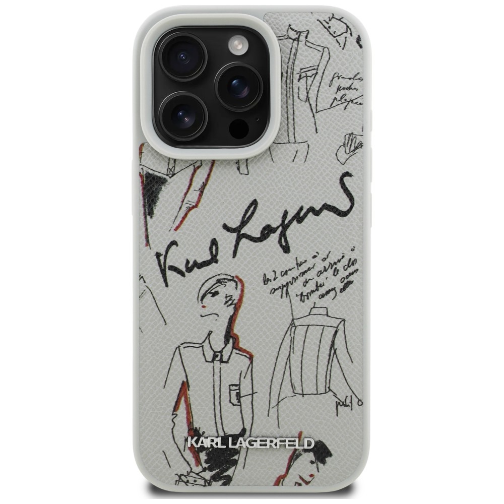 iTok webáruház - Karl Lagerfeld Karl Lagerfeld Grained Pattern & Logo MagSafe tok iPhone 16 Pro Max (szürke) 3 Karl Lagerfeld Grained Pattern & Logo MagSafe Case for iPhone 16 Pro Max (szürke)