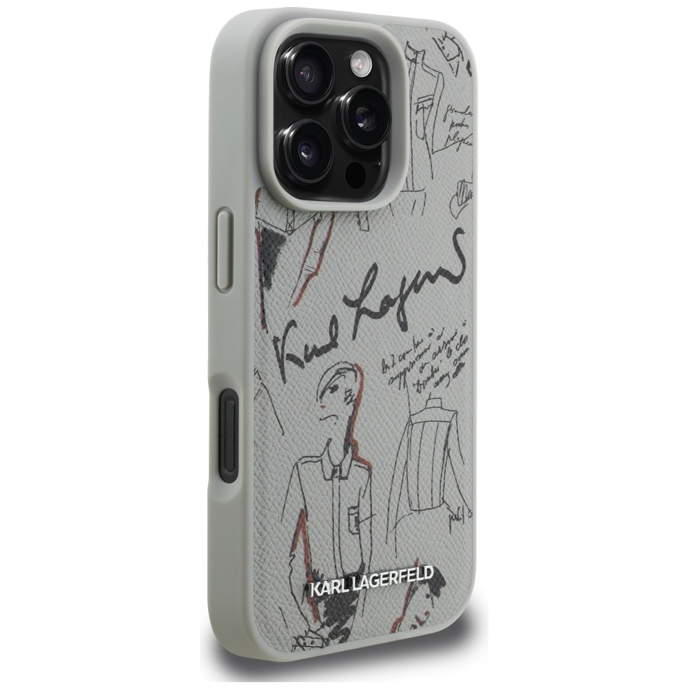 iTok webáruház - Karl Lagerfeld Karl Lagerfeld Grained Pattern & Logo MagSafe tok iPhone 16 Pro Max (szürke) 4 Karl Lagerfeld Grained Pattern & Logo MagSafe Case for iPhone 16 Pro Max (szürke)