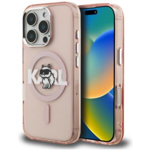 Karl Lagerfeld IML Choupette Sketch Logo MagSafe tok iPhone 16 Pro Max készülékhez (rózsaszín)