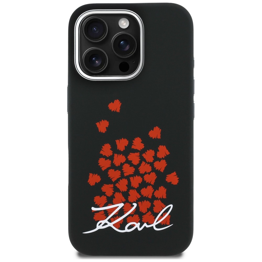 iTok webáruház - Karl Lagerfeld Karl Lagerfeld Silicone Heart Sign Logo MagSafe tok iPhone 16 Pro Max készülékhez (fekete) 3 Karl Lagerfeld Silicone Heart Sign Logo MagSafe Case for iPhone 16 Pro Max (fekete)