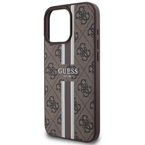 iTok webáruház - Guess Guess 4G Printed Stripes MagSafe tok iPhone 16 Pro Max készülékhez (barna) 6 Guess 4G Printed Stripes MagSafe Case for iPhone 16 Pro Max (barna)
