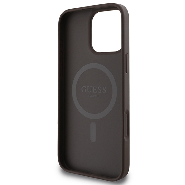 iTok webáruház - Guess Guess 4G Printed Stripes MagSafe tok iPhone 16 Pro Max készülékhez (barna) 7 Guess 4G Printed Stripes MagSafe Case for iPhone 16 Pro Max (barna)
