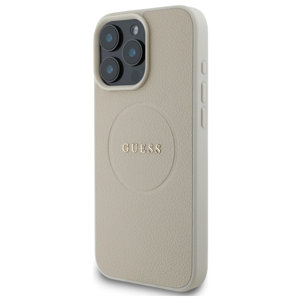 iTok webáruház - Guess Guess Grained Gold Ring MagSafe Case for iPhone 16 Pro Max (bézs) 2 Guess Grained Gold Ring MagSafe Case for iPhone 16 Pro Max (bézs)