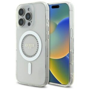 Guess IML Rhinestones MagSafe tok iPhone 16 Pro Max készülékhez (fehér)