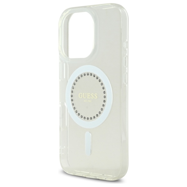 iTok webáruház - Guess Guess IML Rhinestones MagSafe tok iPhone 16 Pro Max készülékhez (fehér) 6 Guess IML Rhinestones MagSafe Case for iPhone 16 Pro Max (fehér)