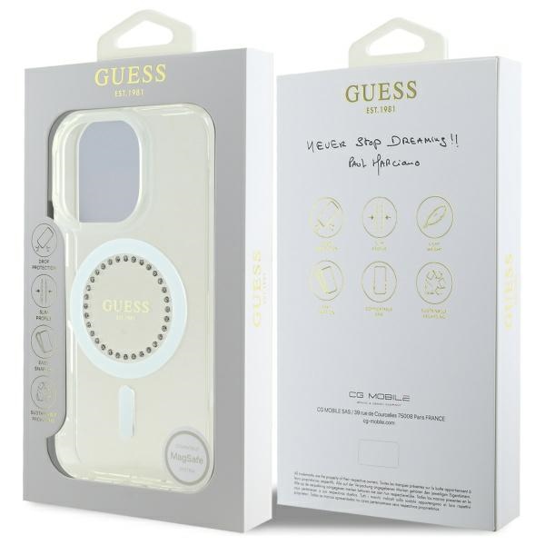iTok webáruház - Guess Guess IML Rhinestones MagSafe tok iPhone 16 Pro Max készülékhez (fehér) 8 Guess IML Rhinestones MagSafe Case for iPhone 16 Pro Max (fehér)