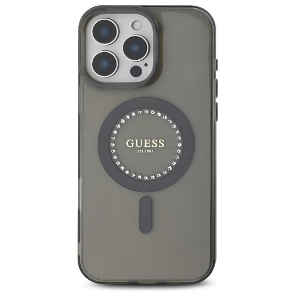 iTok webáruház - Guess Guess IML Rhinestones MagSafe tok iPhone 16 Pro Max készülékhez (fekete) 3 Guess IML Rhinestones MagSafe Case for iPhone 16 Pro Max (fekete)