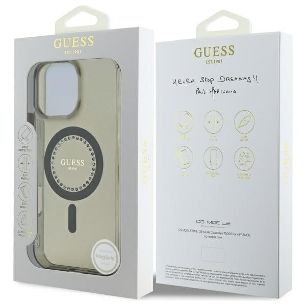 iTok webáruház - Guess Guess IML Rhinestones MagSafe tok iPhone 16 Pro Max készülékhez (fekete) 8 Guess IML Rhinestones MagSafe Case for iPhone 16 Pro Max (fekete)