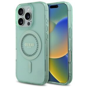 Guess IML Rhinestones MagSafe tok iPhone 16 Pro Max készülékhez (zöld)