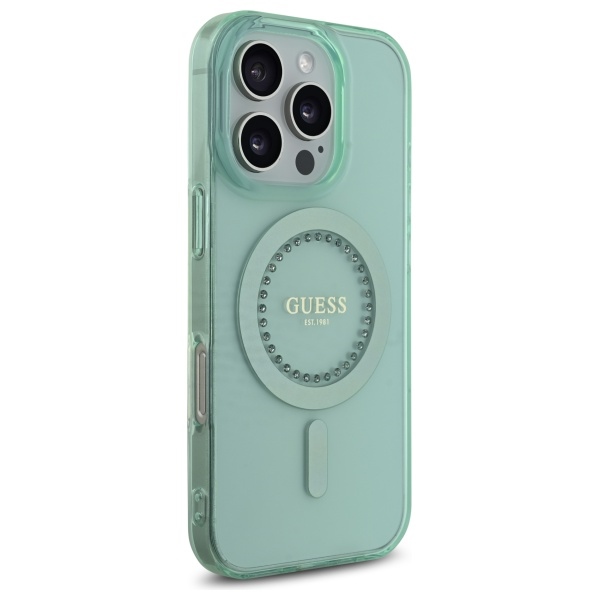 iTok webáruház - Guess Guess IML Rhinestones MagSafe tok iPhone 16 Pro Max készülékhez (zöld) 4 Guess IML Rhinestones MagSafe iPhone 16 Pro Max Case (zöld)