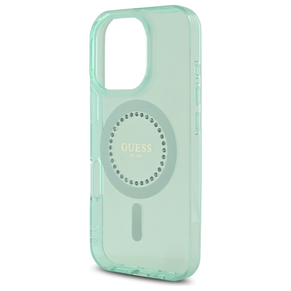 iTok webáruház - Guess Guess IML Rhinestones MagSafe tok iPhone 16 Pro Max készülékhez (zöld) 6 Guess IML Rhinestones MagSafe iPhone 16 Pro Max Case (zöld)