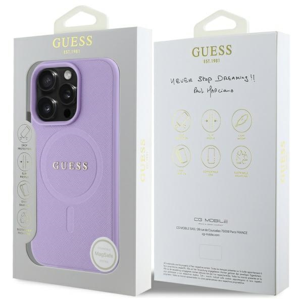 iTok webáruház - Guess Guess Saffiano MagSafe tok iPhone 16 Pro Max készülékhez (lila) 8 Guess Saffiano MagSafe iPhone 16 Pro Max Case (lila)