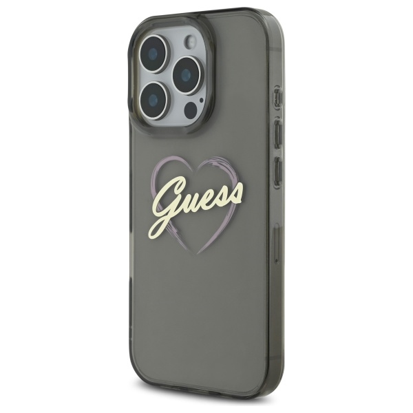 iTok webáruház - Guess Guess IML Heart tok iPhone 16 Pro Max készülékhez (fekete) 2 Guess IML Heart Case for iPhone 16 Pro Max (fekete)