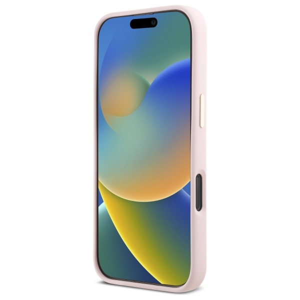 iTok webáruház - Guess Guess Silicone Script Metal Logo & Frame tok iPhone 16 Pro Max készülékhez (rózsaszín) 5 Guess Silicone Script Metal Logo & Frame iPhone 16 Pro Max Case (rózsaszín)