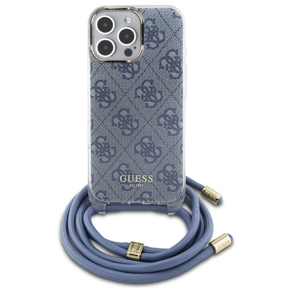 iTok webáruház - Guess Guess Crossbody Cord 4G Print tok iPhone 16 Pro Max készülékhez (kék) 2 Guess Crossbody Cord 4G Print Case for iPhone 16 Pro Max (kék)