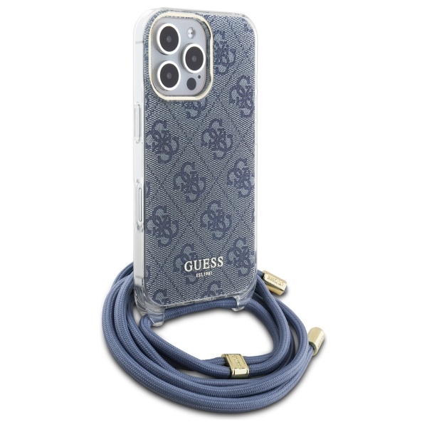 iTok webáruház - Guess Guess Crossbody Cord 4G Print tok iPhone 16 Pro Max készülékhez (kék) 3 Guess Crossbody Cord 4G Print Case for iPhone 16 Pro Max (kék)
