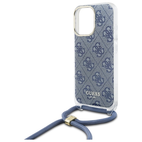 iTok webáruház - Guess Guess Crossbody Cord 4G Print tok iPhone 16 Pro Max készülékhez (kék) 5 Guess Crossbody Cord 4G Print Case for iPhone 16 Pro Max (kék)