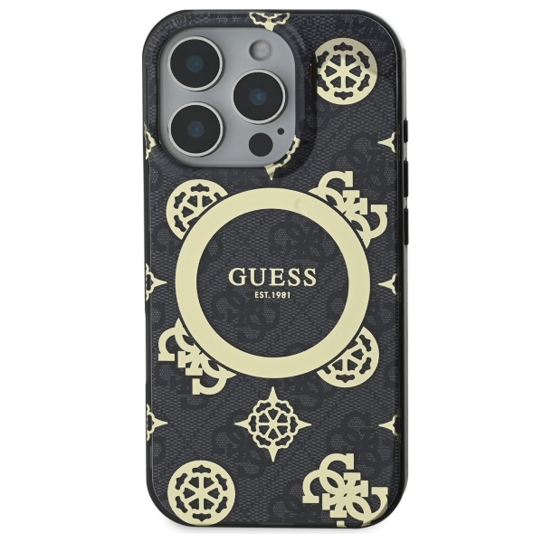 iTok webáruház - Guess Guess IML Peony On 4G Background MagSafe tok iPhone 16 Pro Max készülékhez (fekete) 3 Guess IML Peony On 4G Background MagSafe Case for iPhone 16 Pro Max (fekete)