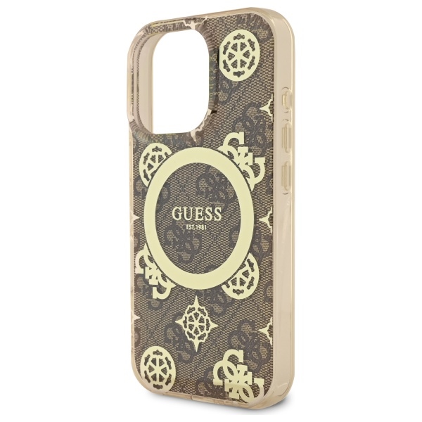 iTok webáruház - Guess Guess IML Peony On 4G Background MagSafe tok iPhone 16 Pro Max készülékhez (barna) 6 Guess IML Peony On 4G Background MagSafe Case for iPhone 16 Pro Max (barna)