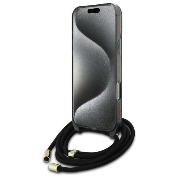 iTok webáruház - Guess Guess Crossbody Cord Script MagSafe tok iPhone 16 Pro Max készülékhez (fekete) 4 Guess Crossbody Cord Script MagSafe Case for iPhone 16 Pro Max (fekete)