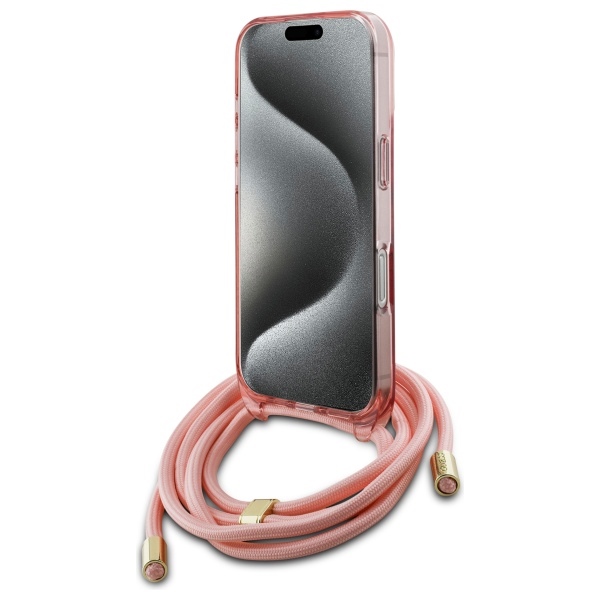 iTok webáruház - Guess Guess Crossbody Cord Script MagSafe tok iPhone 16 Pro Max készülékhez (rózsaszín) 4 Guess Crossbody Cord Script MagSafe Case for iPhone 16 Pro Max (rózsaszín)