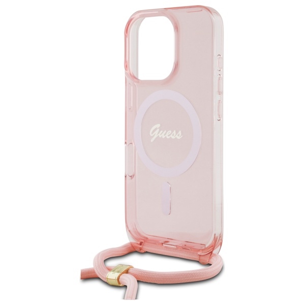 iTok webáruház - Guess Guess Crossbody Cord Script MagSafe tok iPhone 16 Pro Max készülékhez (rózsaszín) 5 Guess Crossbody Cord Script MagSafe Case for iPhone 16 Pro Max (rózsaszín)