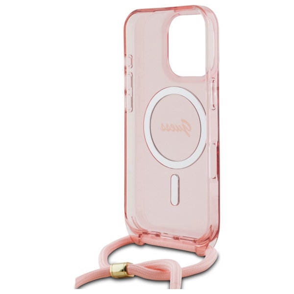 iTok webáruház - Guess Guess Crossbody Cord Script MagSafe tok iPhone 16 Pro Max készülékhez (rózsaszín) 6 Guess Crossbody Cord Script MagSafe Case for iPhone 16 Pro Max (rózsaszín)