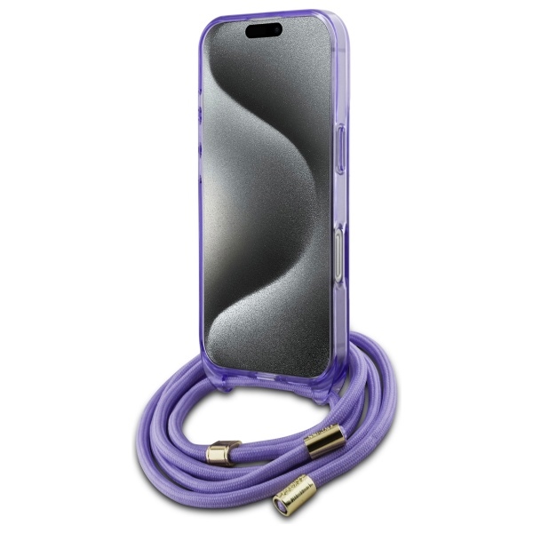 iTok webáruház - Guess Guess Crossbody Cord Script MagSafe tok iPhone 16 Pro Max készülékhez (lila) 4 Guess Crossbody Cord Script MagSafe Case for iPhone 16 Pro Max (lila)