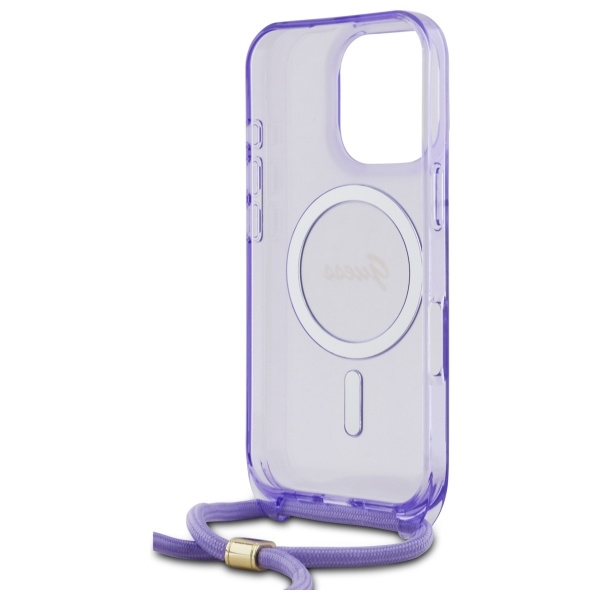 iTok webáruház - Guess Guess Crossbody Cord Script MagSafe tok iPhone 16 Pro Max készülékhez (lila) 6 Guess Crossbody Cord Script MagSafe Case for iPhone 16 Pro Max (lila)