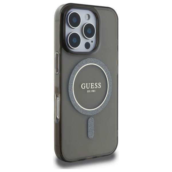 iTok webáruház - Guess Guess IML Glitter Circle MagSafe tok iPhone 16 Pro Max készülékhez (fekete) 4 Guess IML Glitter Circle MagSafe case for iPhone 16 Pro Max (fekete)