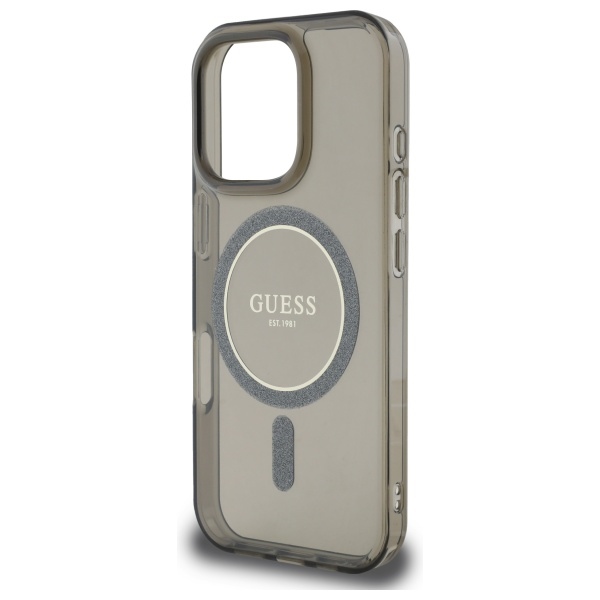 iTok webáruház - Guess Guess IML Glitter Circle MagSafe tok iPhone 16 Pro Max készülékhez (fekete) 6 Guess IML Glitter Circle MagSafe case for iPhone 16 Pro Max (fekete)