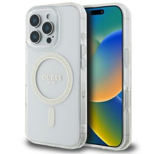 Guess IML Glitter Circle MagSafe tok iPhone 16 Pro Max készülékhez (átlátszó)