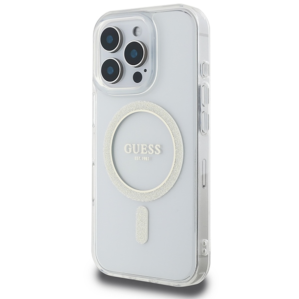 iTok webáruház - Guess Guess IML Glitter Circle MagSafe tok iPhone 16 Pro Max készülékhez (átlátszó) 2 Guess IML Glitter Circle MagSafe Case for iPhone 16 Pro Max (átlátszó)