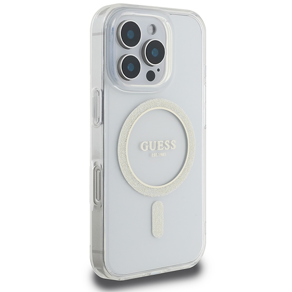 iTok webáruház - Guess Guess IML Glitter Circle MagSafe tok iPhone 16 Pro Max készülékhez (átlátszó) 4 Guess IML Glitter Circle MagSafe Case for iPhone 16 Pro Max (átlátszó)