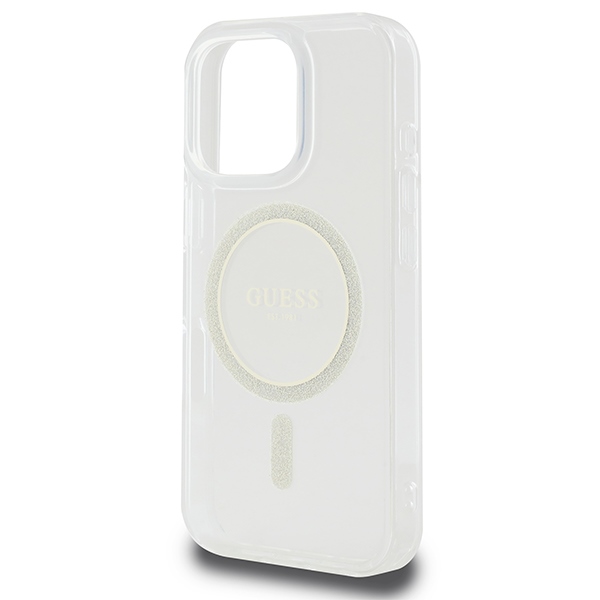 iTok webáruház - Guess Guess IML Glitter Circle MagSafe tok iPhone 16 Pro Max készülékhez (átlátszó) 6 Guess IML Glitter Circle MagSafe Case for iPhone 16 Pro Max (átlátszó)