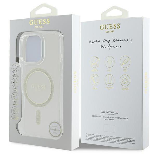 iTok webáruház - Guess Guess IML Glitter Circle MagSafe tok iPhone 16 Pro Max készülékhez (átlátszó) 8 Guess IML Glitter Circle MagSafe Case for iPhone 16 Pro Max (átlátszó)