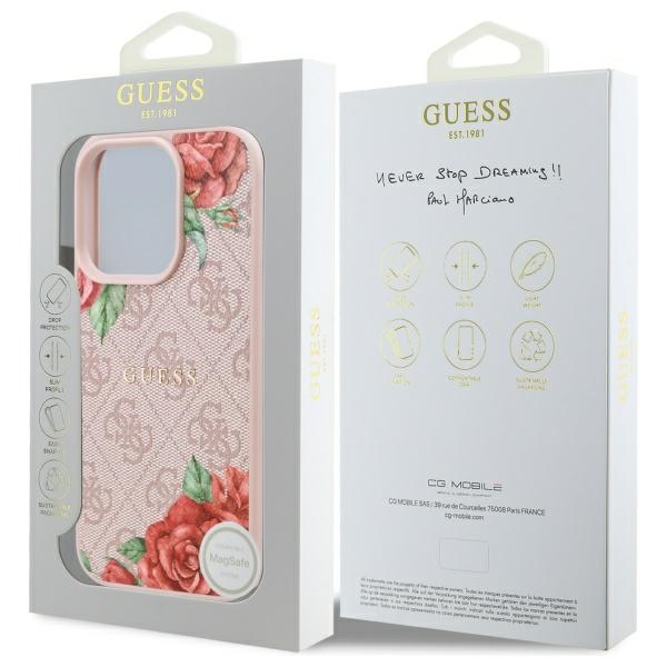iTok webáruház - Guess Guess GUHMP16XP4ROPEMCP tok iPhone 16 Pro Max 6,9" készülékhez, rózsaszín 8 Guess GUHMP16XP4ROPEMCP iPhone 16 Pro Max 6.9" pink/pink hardcase 4G Flowers Print MagSafe