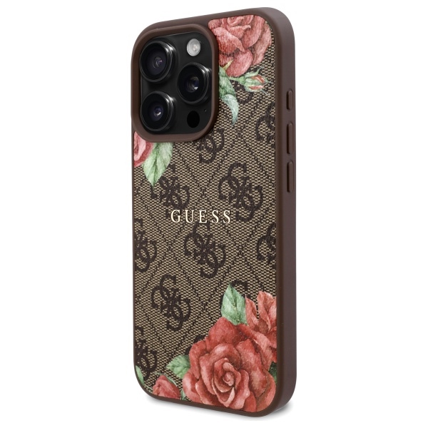 iTok webáruház - Guess Guess GUHMP16XP4ROPEMCW iPhone 16 Pro Max tok MagSafe (barna) 2 Guess GUHMP16XP4ROPEMCW iPhone 16 Pro Max 6.9" brown/brown hardcase 4G Flowers Print MagSafe