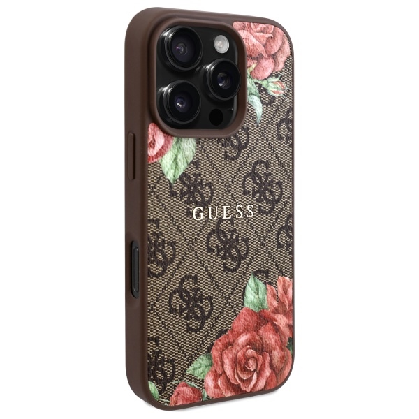 iTok webáruház - Guess Guess GUHMP16XP4ROPEMCW iPhone 16 Pro Max tok MagSafe (barna) 4 Guess GUHMP16XP4ROPEMCW iPhone 16 Pro Max 6.9" brown/brown hardcase 4G Flowers Print MagSafe
