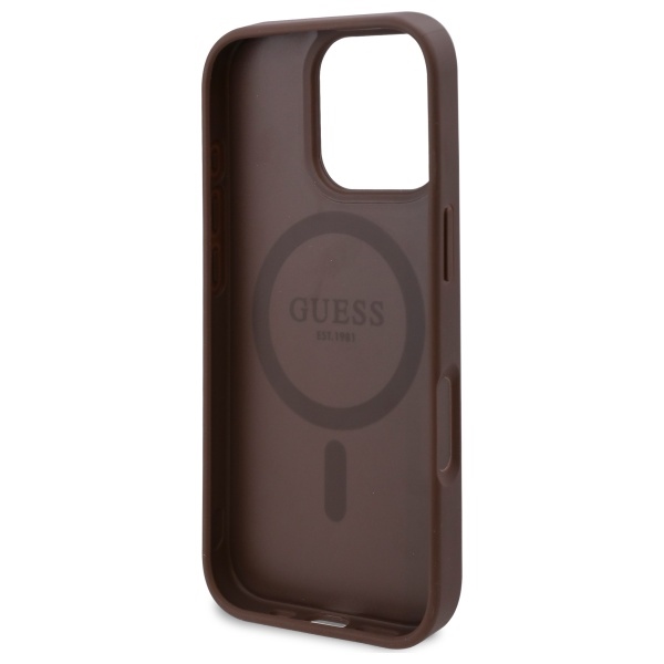 iTok webáruház - Guess Guess GUHMP16XP4ROPEMCW iPhone 16 Pro Max tok MagSafe (barna) 7 Guess GUHMP16XP4ROPEMCW iPhone 16 Pro Max 6.9" brown/brown hardcase 4G Flowers Print MagSafe